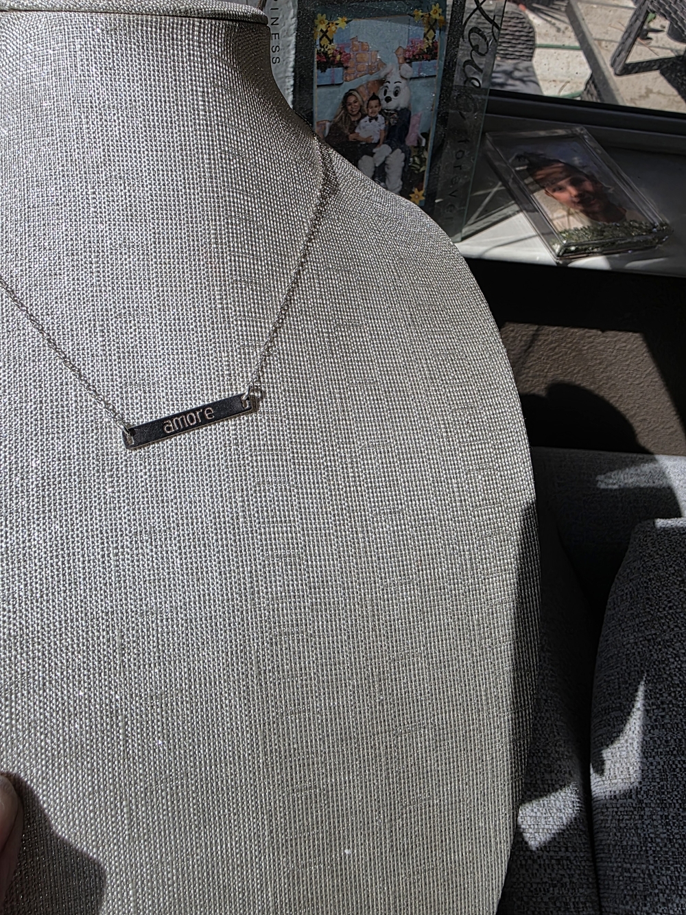 Sterling Silver 16", "amore" Bar Necklace - Picture 2 of 12